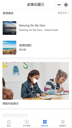 【多媒体展示】
图文、视频、音频等多
媒体进行展示